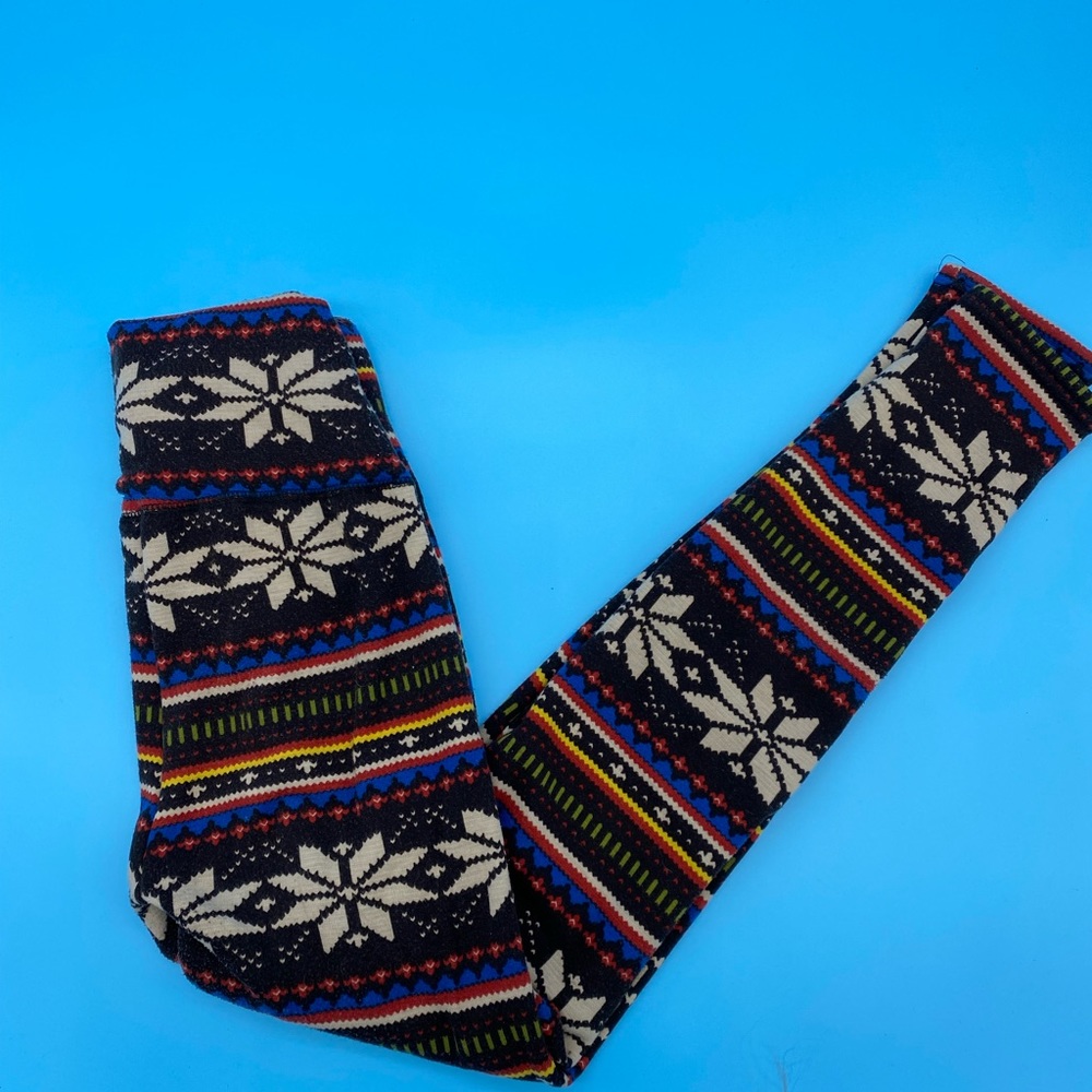 Indero fleece lined tribal print leggings size S/M